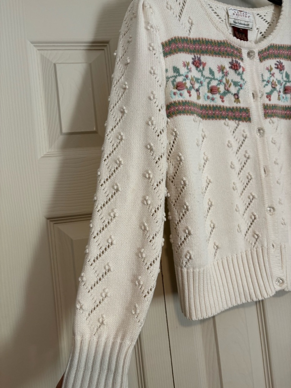 Vintage Susan Bristol Hand Embroidered Cardigan Small Cottagecore Soft Girl - Picture 4 of 5